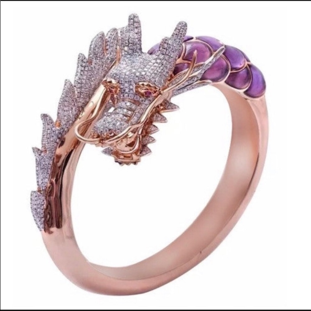 Beautiful rose gold dragon ring